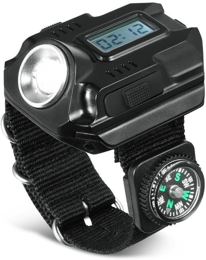 Reloj Super Briilante Tactico Potente Autodefensa Recargable Pulsera Impermeable