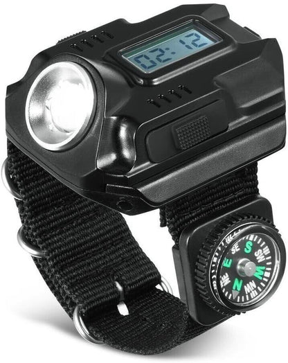 Reloj Super Briilante Tactico Potente Autodefensa Recargable Pulsera Impermeable