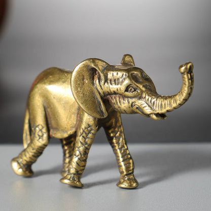 5cm Chinese Antique Copper Elephant Statue Tea Pet Ornaments Desktop Decorate