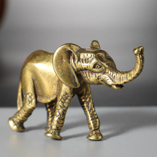 5cm Chinese Antique Copper Elephant Statue Tea Pet Ornaments Desktop Decorate