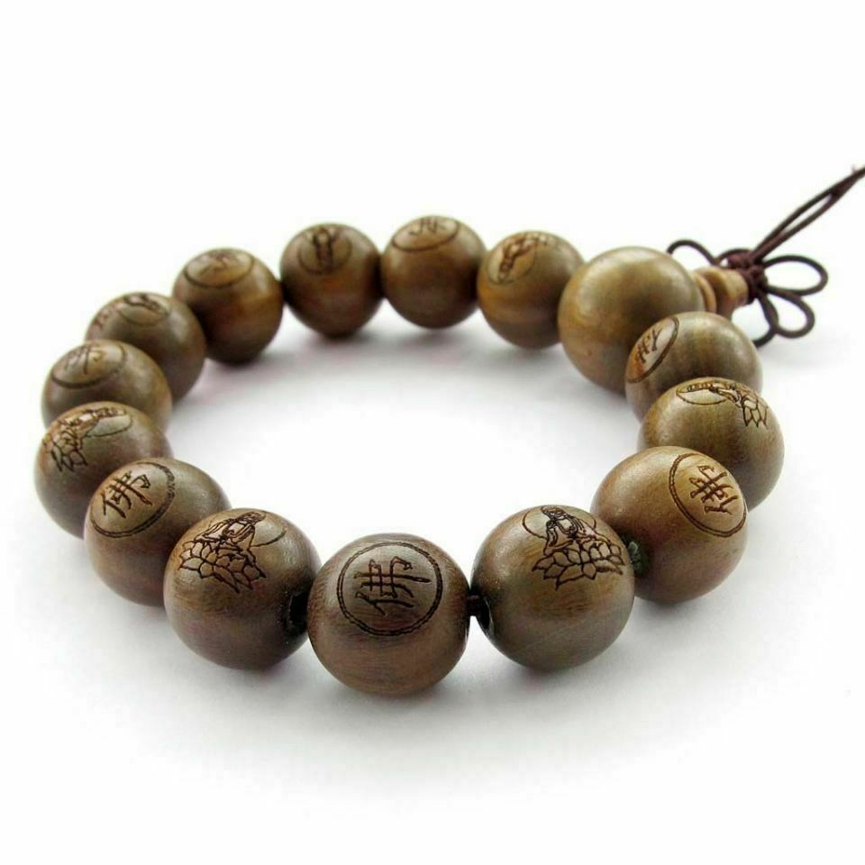 Tibet Budhist Buddha Word Bodhisattva Sandalwood Wood Beads Prayer Bracelet