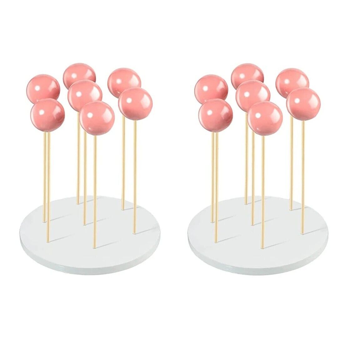 Cake Stand 2Pcs Acrylic Holder Display Round 7Hole Lollipop Candy Sucker 10x10cm