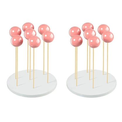 Cake Stand 2Pcs Acrylic Holder Display Round 7Hole Lollipop Candy Sucker 10x10cm