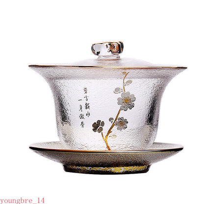 Transparent Gaiwan Tea Cup Gongfu Tea Set Sancai Heat-resistant Tea Cup