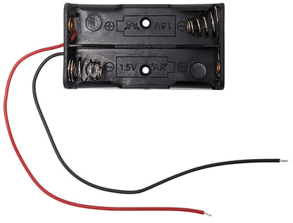 AA 2 Battery Holder with Wire Leads, Holds Two AA Batteries (2.3" x 1.3" x 0.5")
