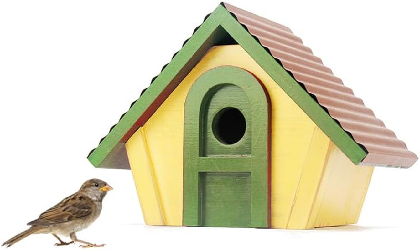 Wooden Bird House Hanging Wall Mounted Nest Box Metal Roofed Lifetime Lasting