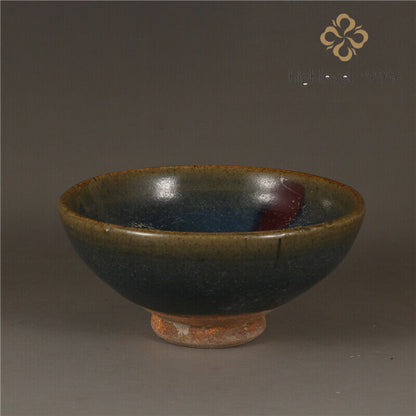 Antique Chinese Song Jun Kiln Porcelain Blue Glaze Purple Design Tea Bowl Cup