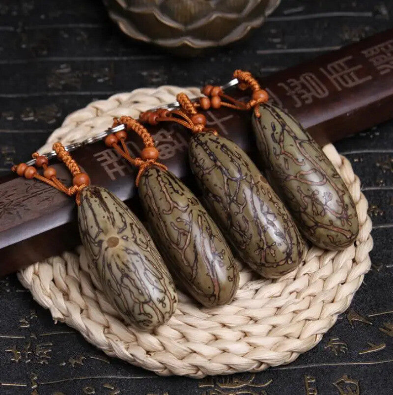 Chinese Carved Buddhism Thousand Eyes Bodhi Exquisite Car Key Chain Pendant