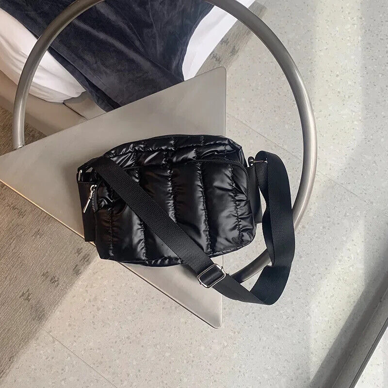 Shoulder Bag Women 2023 Winter Crossbody Down Bag Handbag Wide Shoulder