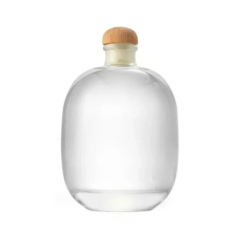 Glass Bottle Clear Frosted Lead-Free Wooden Lid Home Wine Decanter 125 250 500ml