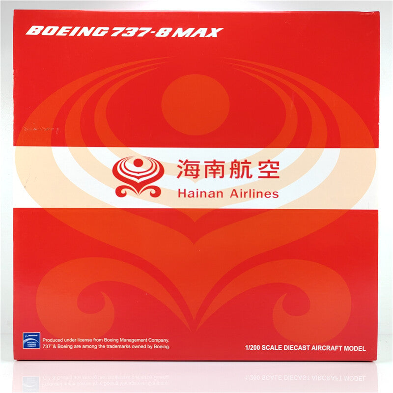 1:200 JC Wings Hainan Airlines BOEING 737 MAX8 Passenger Airplane Diecast Model