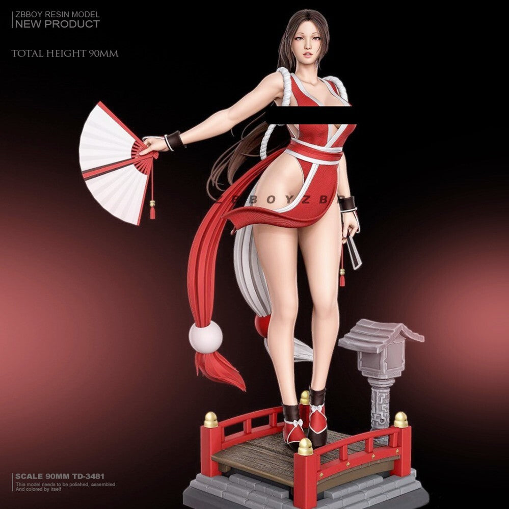 1/18 resin figures model H/90mm Boxer Mai Shiranui W/Base Unassembled Unpainted