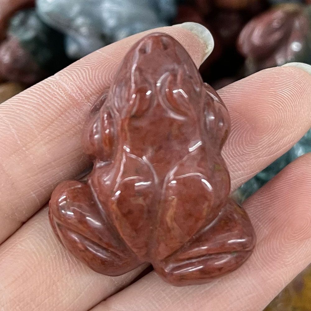 Frog Statue Figurine Natural Stones Hand Carved Ornament Healing Crystal 30x38mm