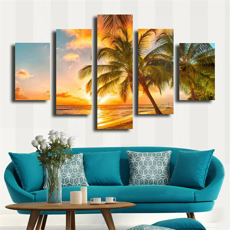 5 Pieces Canvas Wall Art Poster and Print Living Room Hawaii No Framed