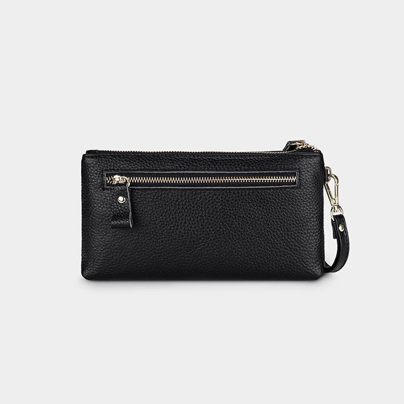 Genuine Leather Wallet Multiple Zipper Business Purse All-Match Clutch Bag Phone