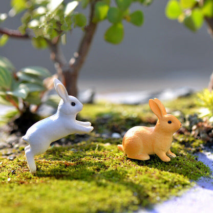 Mini 3pcs Rabbits Miniatures Fairy Garden Ornament Decoration DIY Dollhouse Lawn