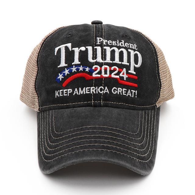 New Adjustable Trump 2024 Embroidered Hat Baseball Cap Black Red Us