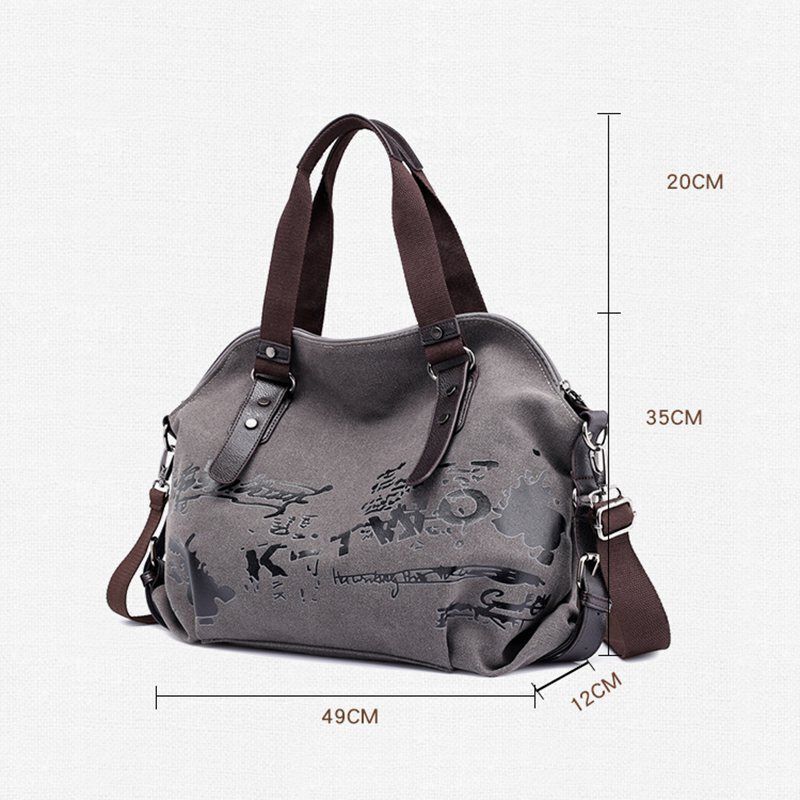 Canvas Shoulder Bags Vintage Graffiti Print Handbags Shoulder Purse Totes Bags