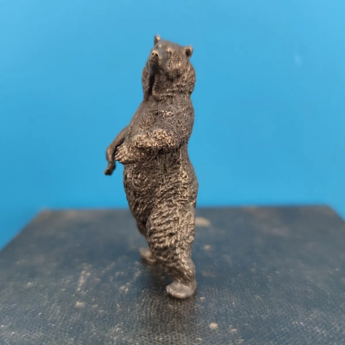 Old Brass China Big Black Bear Animal Model Statue Tea Pet Car Table Ornament