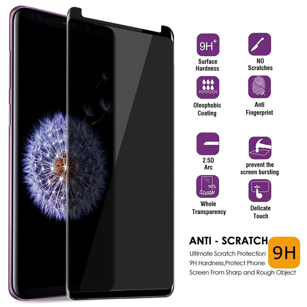 For Samsung Galaxy S9 Plus / S9 Thin Fit Privacy Tempered Glass Screen Protector