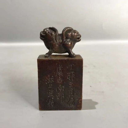 China copper animal table Ornament Statue Tea Pet home decor fortune seal gift