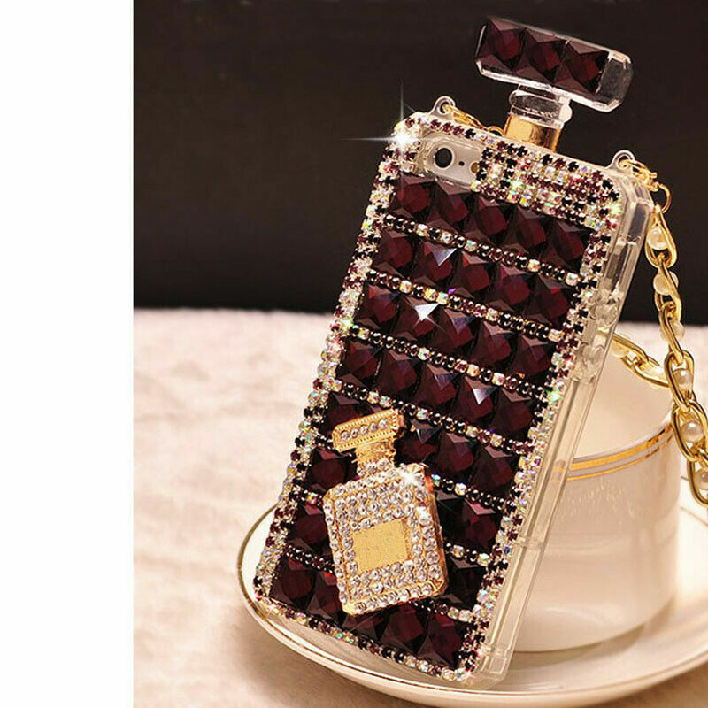 For iPhone 17 Pro/16 Pro Max/15/14/13 Bling Glitter Diamond Perfume Bottle Case