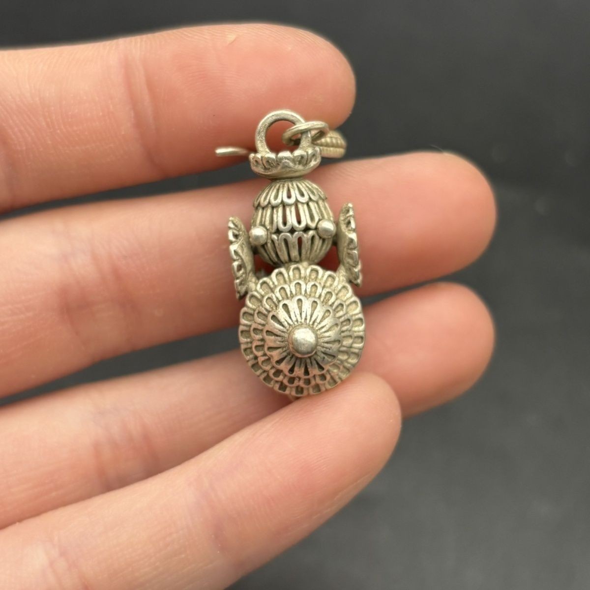 Vintage Silver-Tone Gourd Earrings Tibetan Ethnic Style Pair