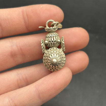 Vintage Silver-Tone Gourd Earrings Tibetan Ethnic Style Pair