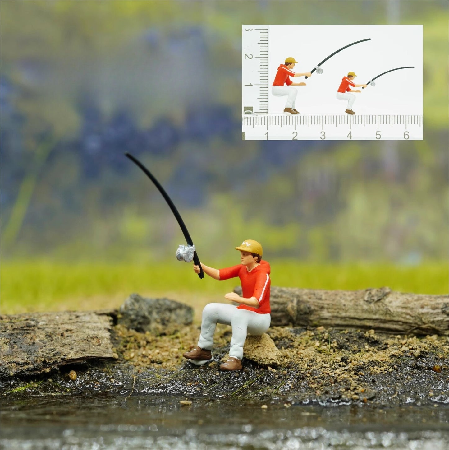 1:64 Scale Figure Model Fishing Sports Scene Display Layout Doll Model