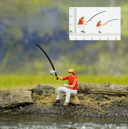 1:64 Scale Figure Model Fishing Sports Scene Display Layout Doll Model