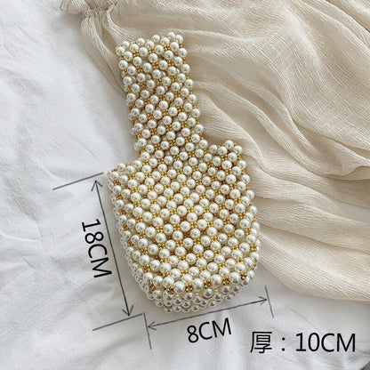 Mini Pearl Small Messenger Bag Summer Pearl Purse Handmade Beaded Phone Pouch