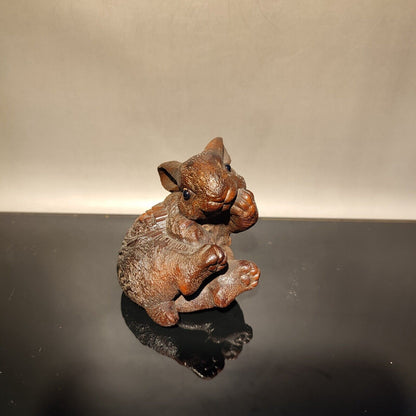 vintage Chinese Carved Rabbit sculpture Statue wood Christmas Wooden gift child
