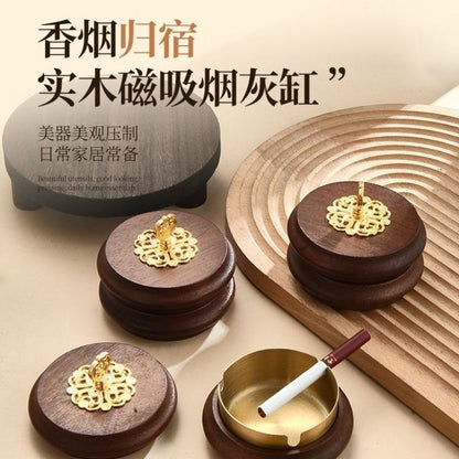 Solid Wood Car Ashtray 7×8.5cm 102g Stainless Steel Liner Anti-Ash Leak