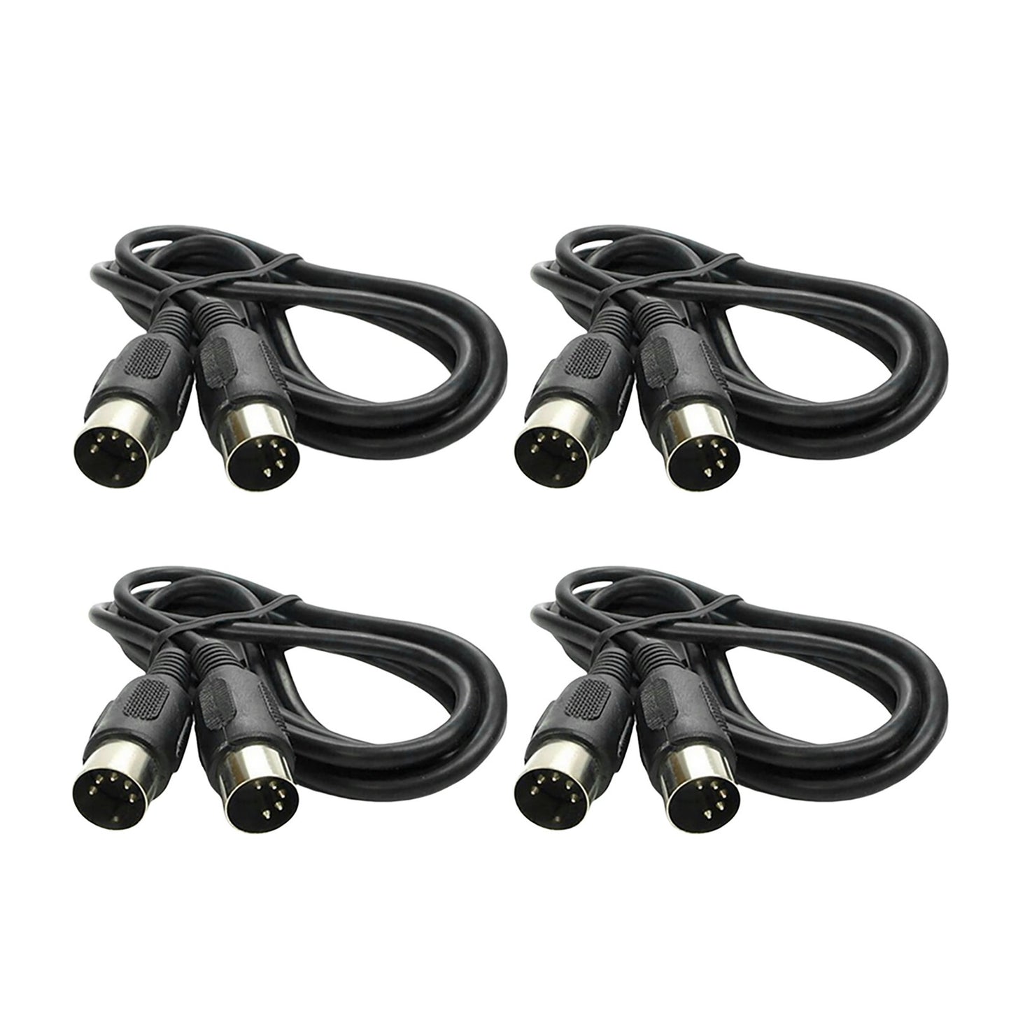 Stable Connection 4pcs MIDI 5-pin Male to Male Connecting Wire Plastic Shell