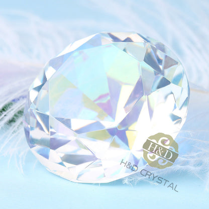 Colorful Crystal Paperweight Cut Glass Giant Diamond Shape Jewel Decor Gift 50mm