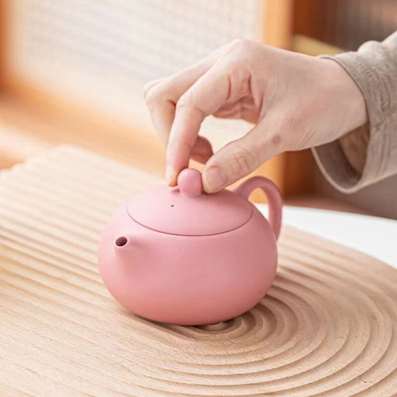 Handmade Tea Pot Real Yixing Zisha Pot Matching Tea Cup Xishi Pot Pink For Lady