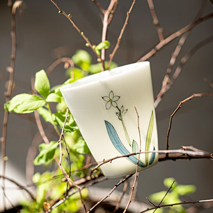 One Tea Cup Handpainted 45ml Porcelain Master Cup Floral Handmade Kungfu Teacups