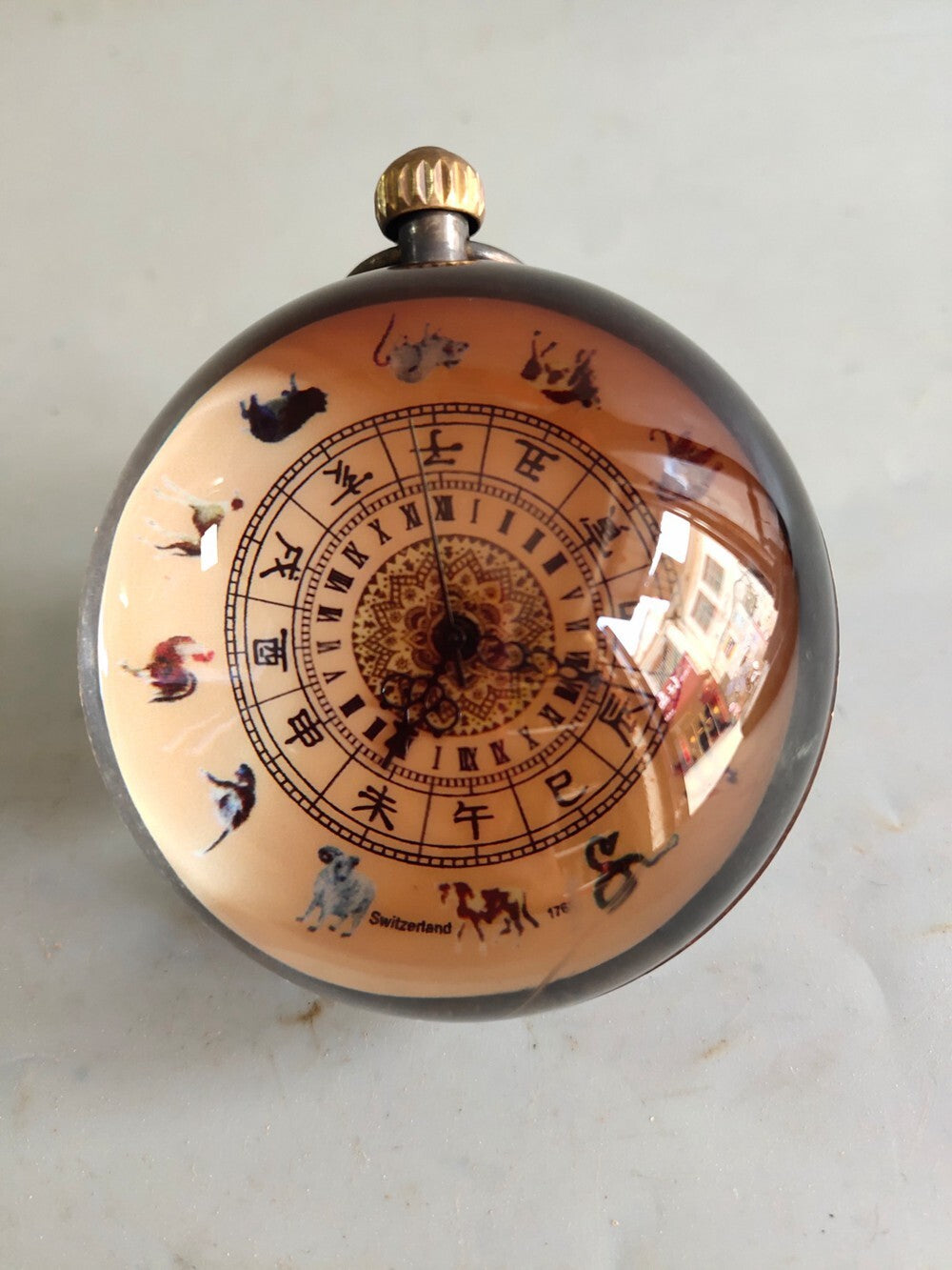 Old Chinese Copper Hand Paintting Zodiac Mechanical Watch