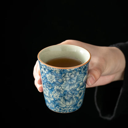 120ml Blue White Ceramic Teacup Ru Kiln Crackle Glaze Kung Fu Teaset Tea Cup