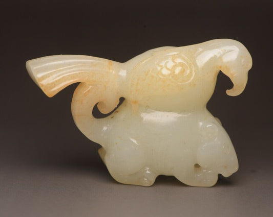Chinese Antique Natural Hetian Jade Carving Eagle Bear Statue Exquisite Figurine