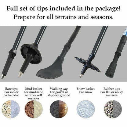 2pcs/lot Nordic Walking Sticks Hiking Aluminum Telescopic Trekking Pole 3 Joints