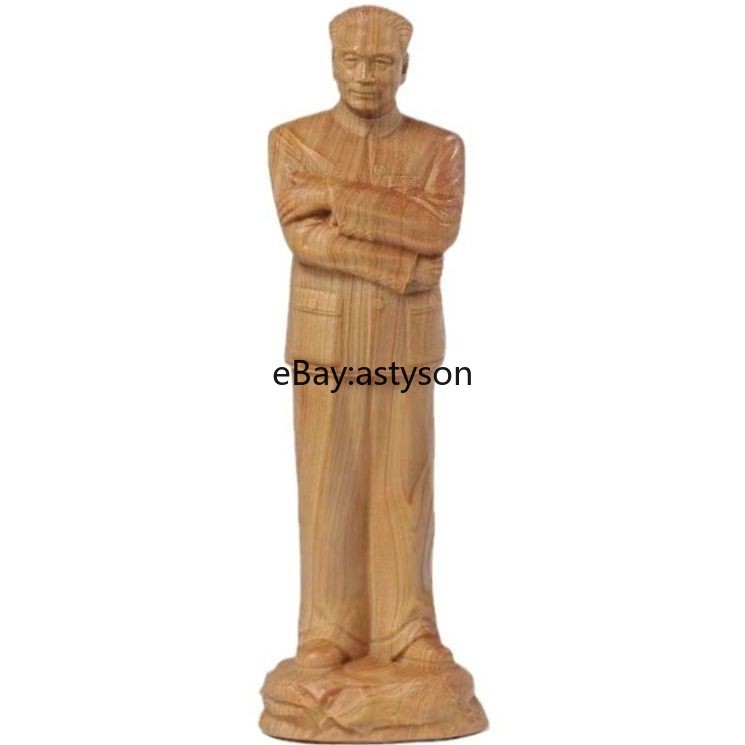 4.7" Cypress Chinese Premier Zhou Enlai Statue Figure Communist Portrait Collect