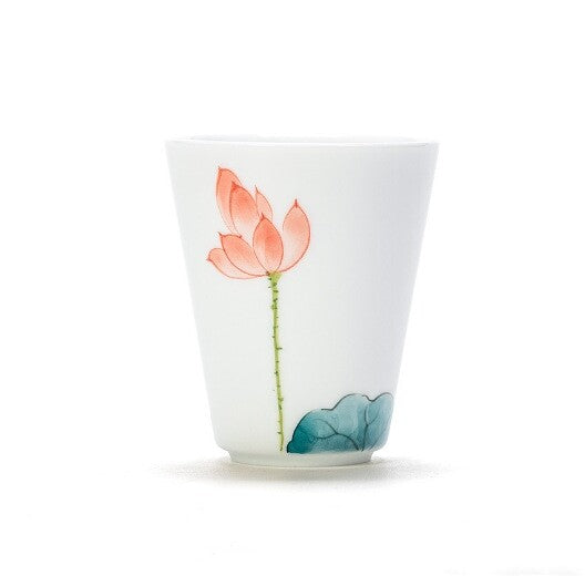 95ml Handpainted Lotus Print Fragrance Smelling Porcelain Cup Master Tea Cup New