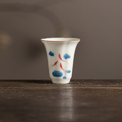 Ceramic Tea Cup Handpainted Chinese Kungfu Cup Scent Cup Floral Designing 45ml
