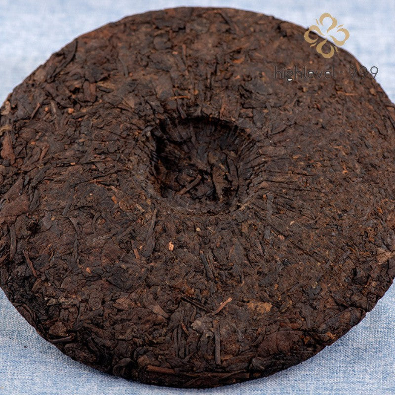 357g Ripe Pu'er Yunnan Menghai Dry Stored Aged Qi Zi Compressed Tea Cake