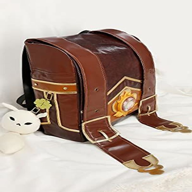 Cosplay.fm Brown PU Leather Bag Cute Backpack with Accessory One Size,