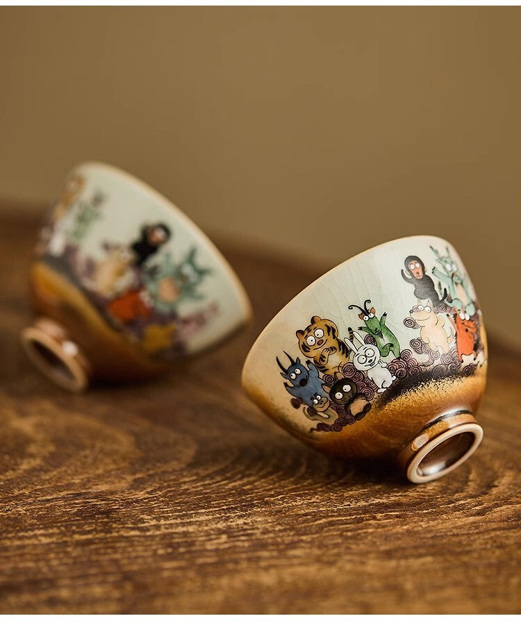 100cc China JingDeZhen Hand Drawing 12 zodiac master tea cup beauty ceramic cup