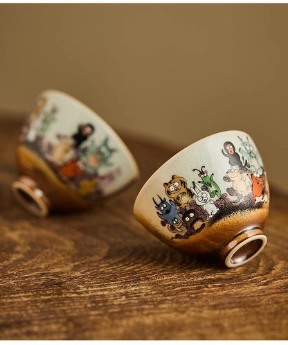 100cc China JingDeZhen Hand Drawing 12 zodiac master tea cup beauty ceramic cup