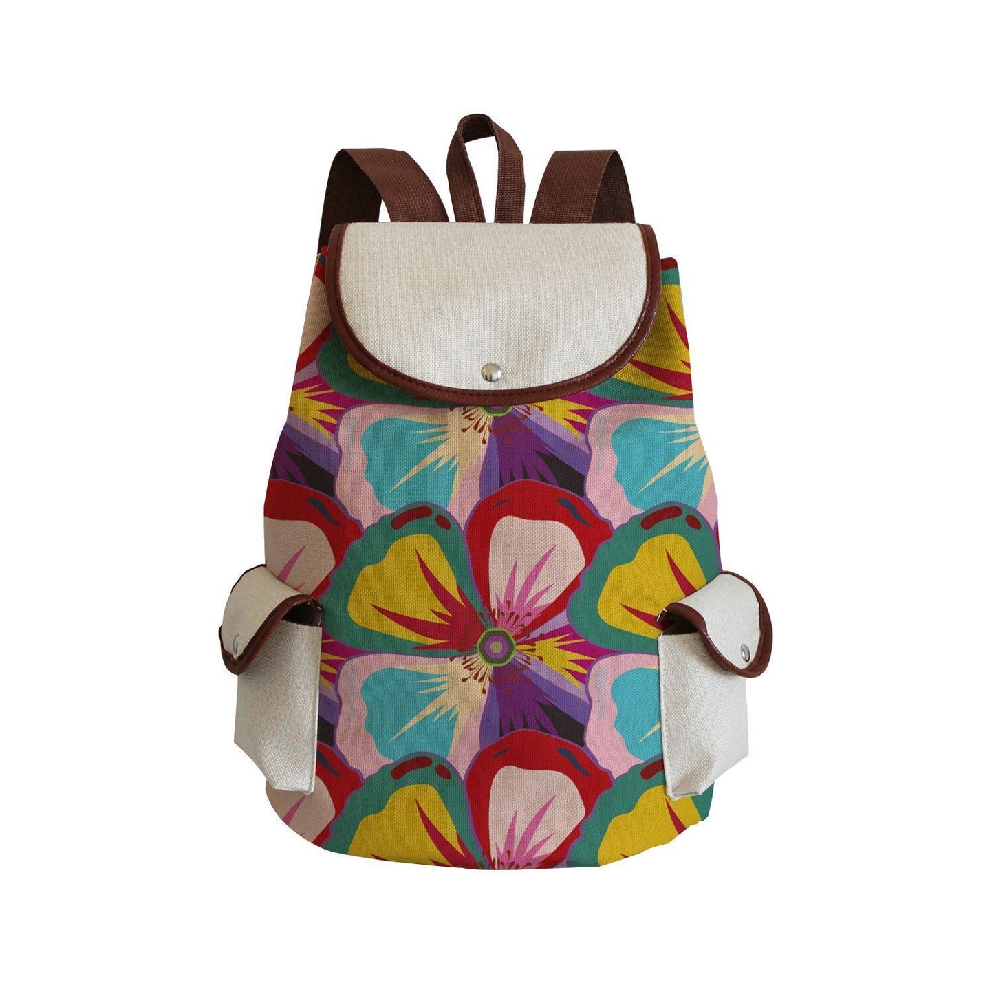 Vintage Drawstring Backpacks Large Practical Portable Linen Shoulders Bags 1 PC