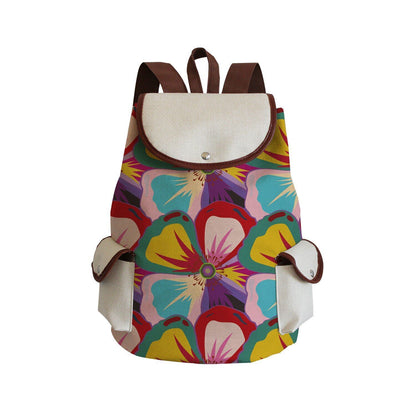 Vintage Drawstring Backpacks Large Practical Portable Linen Shoulders Bags 1 PC